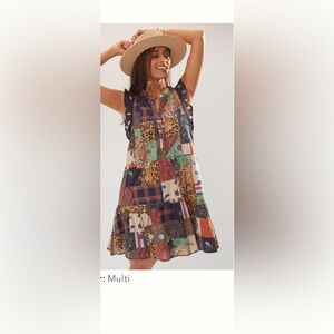 Pilcro Multicolor Patchwork Mini Dress